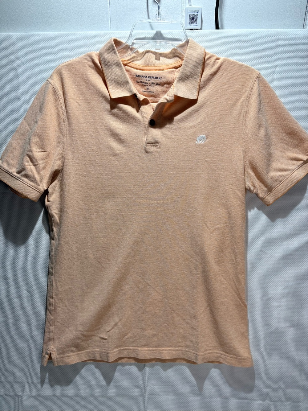 Banana Republic Men’s Peach Polo - Soft Peach Pique